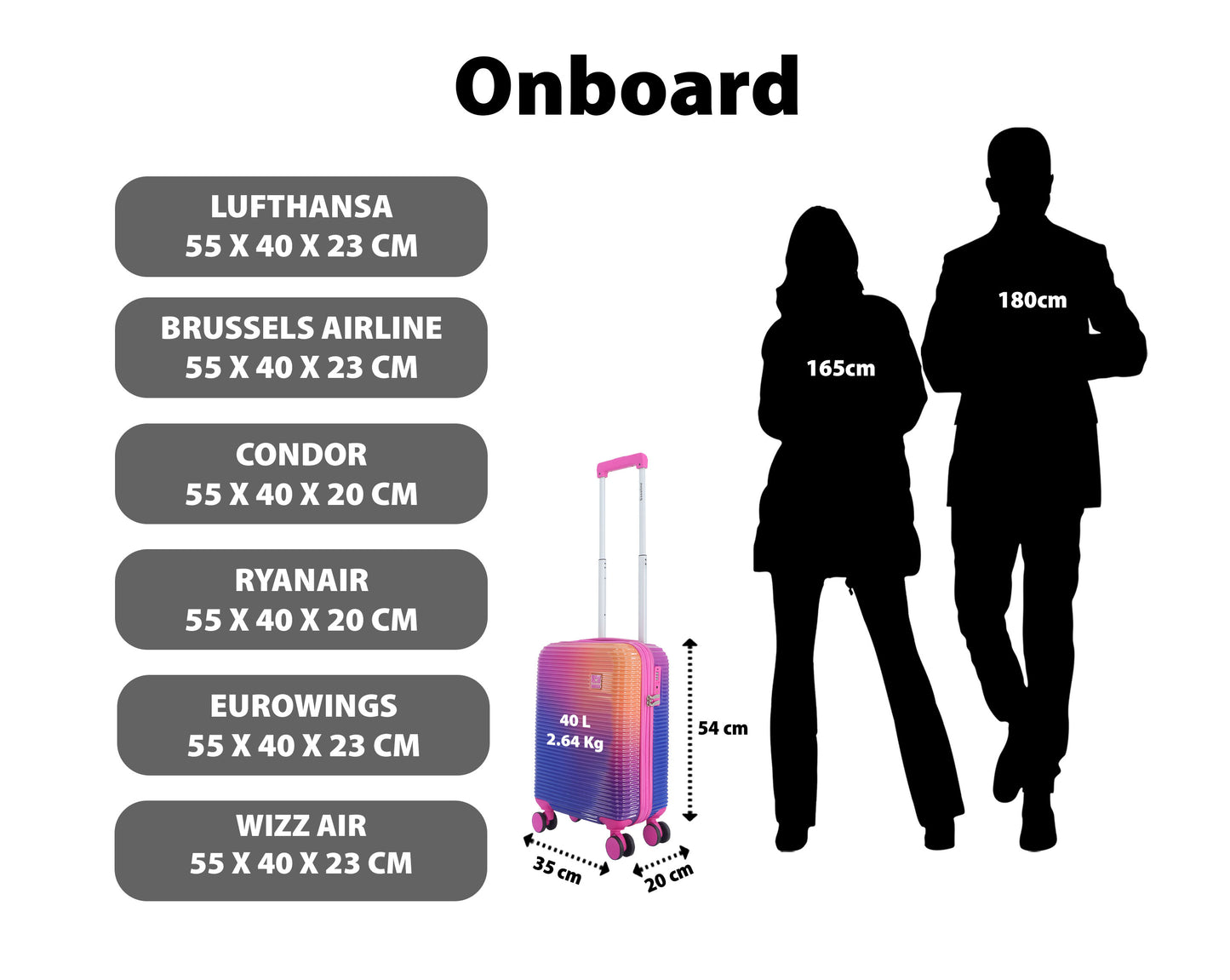 Saxoline - Twist | Harde Koffer / Trolley / Reiskoffer - S - Fuchsia