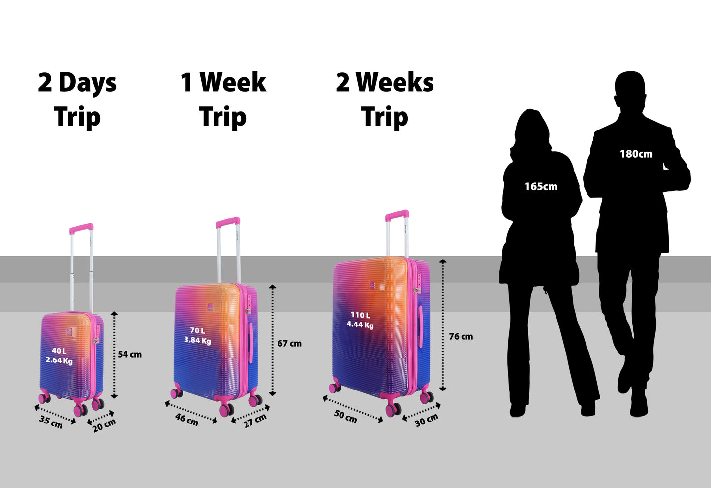 Saxoline - Twist | Harde Kofferset / Trolley / Reiskoffer - S/M/L - Fuchsia