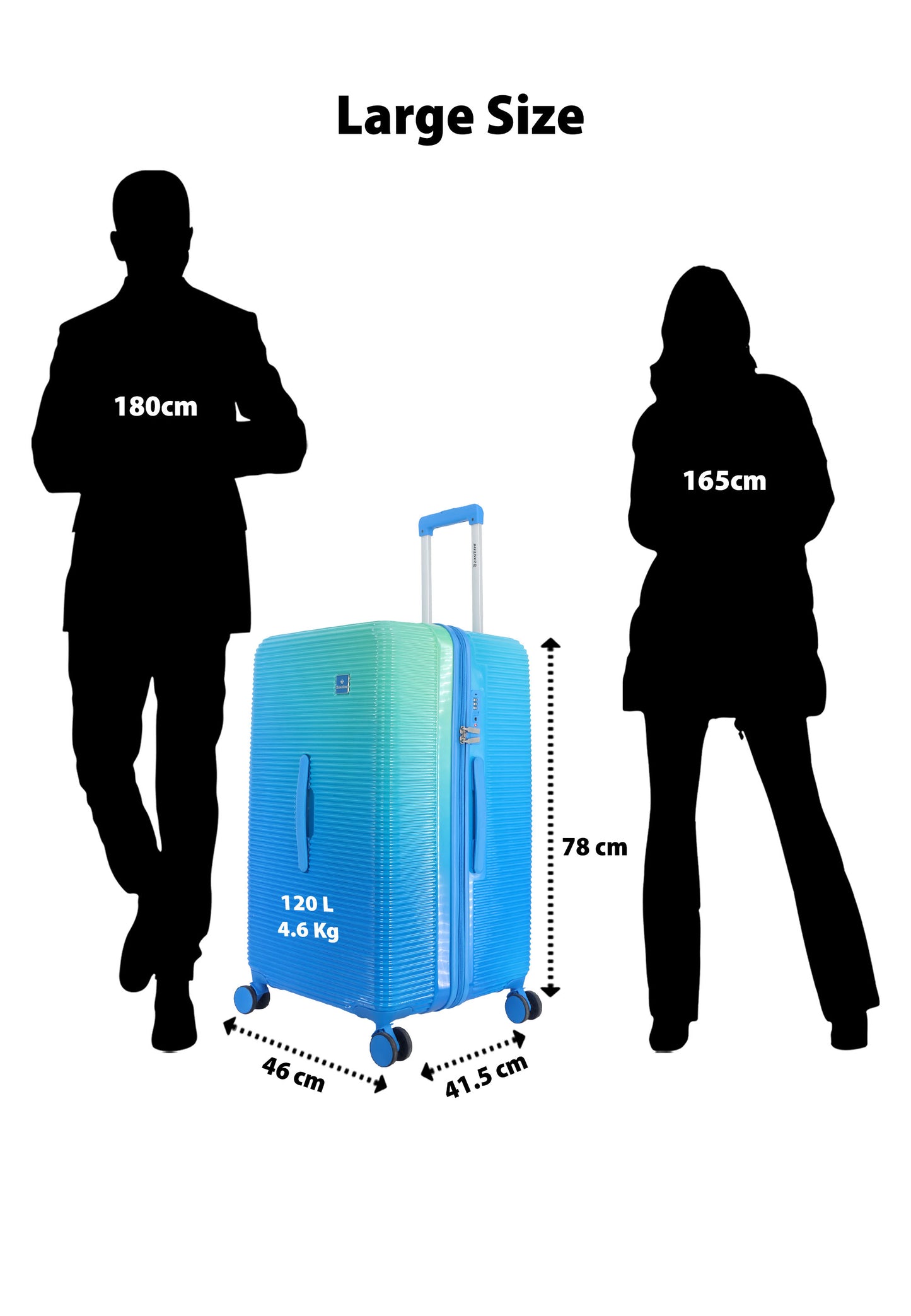 Saxoline - Short Twist | Valise rigide / Valise à roulettes / Valise de voyage - L - Bleu