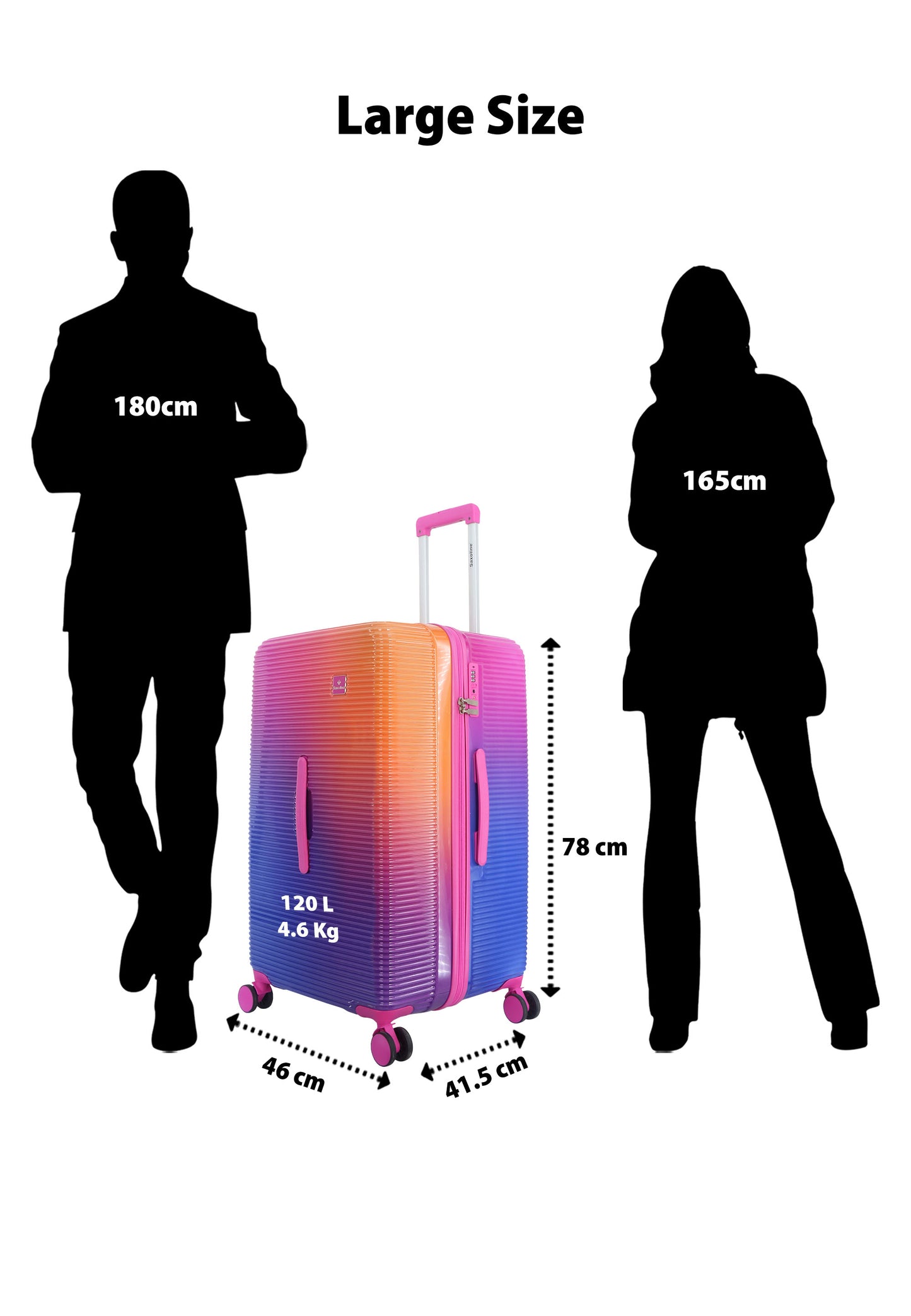 Saxoline - Short Twist | Valise rigide / Valise à roulettes / Valise de voyage - L - Fuchsia