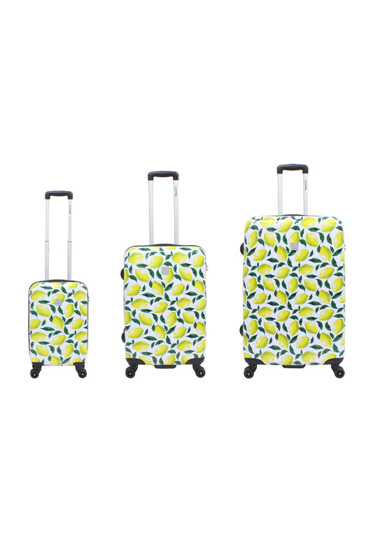 Saxoline Ensemble de valises rigides 3 pièces / Ensemble de valises de voyage / Ensemble de chariots - Imprimé citron