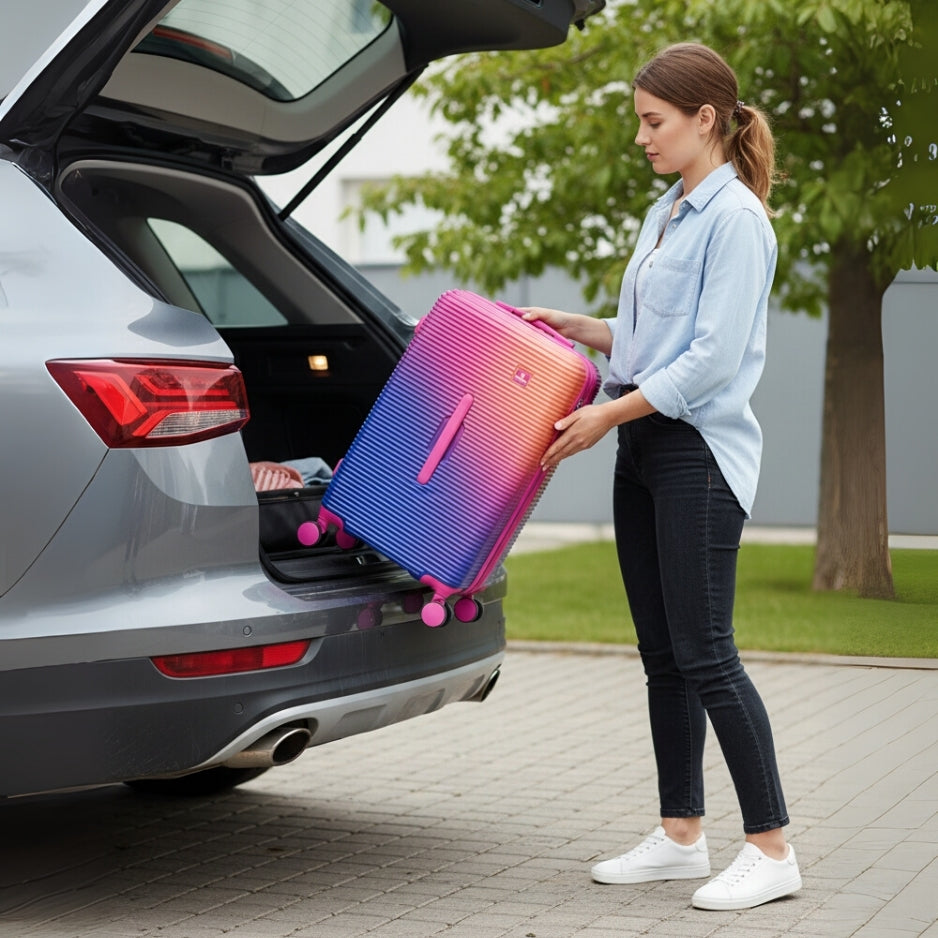 Saxoline Twist Trunk Harde Koffer Medium – Lichtgewicht, Trendy koffer & Stijlvolle Reiskoffer in Fuchsia – De Koffer die Reizigers Begrijpt