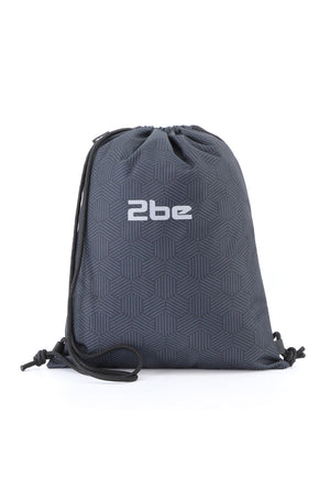 2be Gymtas / Rugzakje Lichtgewicht - 0 -10 Liter - String Bag – Zwart / Grijs