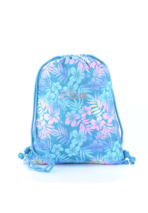 2be Gymtas | Zwemzak | turnzak | Rugzakje - Turqoise bloemen