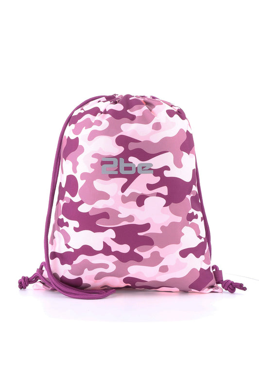 2be Gymtas / Rugzakje Lichtgewicht –  Roze bordeaux camouflage