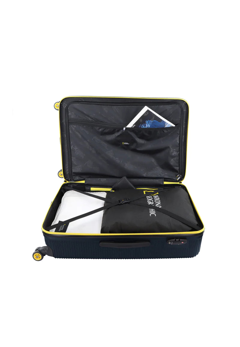 National Geographic Harde Kofferset 3-Delig / Reiskofferset / Trolleyset - Abroad - Marine blauw