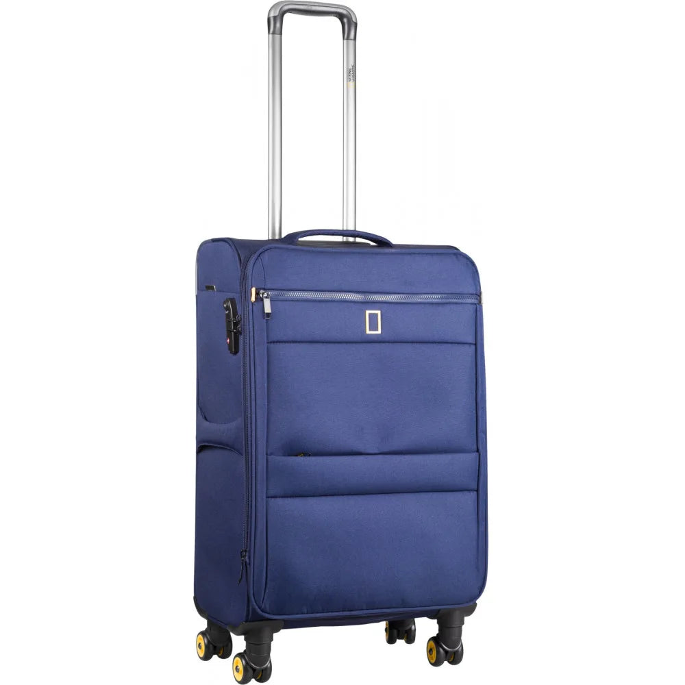 National Geographic Soft Suitcase Set 3-Piece / Travel Suitcase Set / Trolley Set - Passage - Bleu