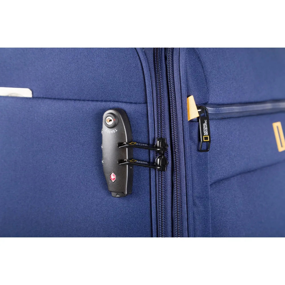 National Geographic Soft Suitcase Set 3-Piece / Travel Suitcase Set / Trolley Set - Passage - Bleu