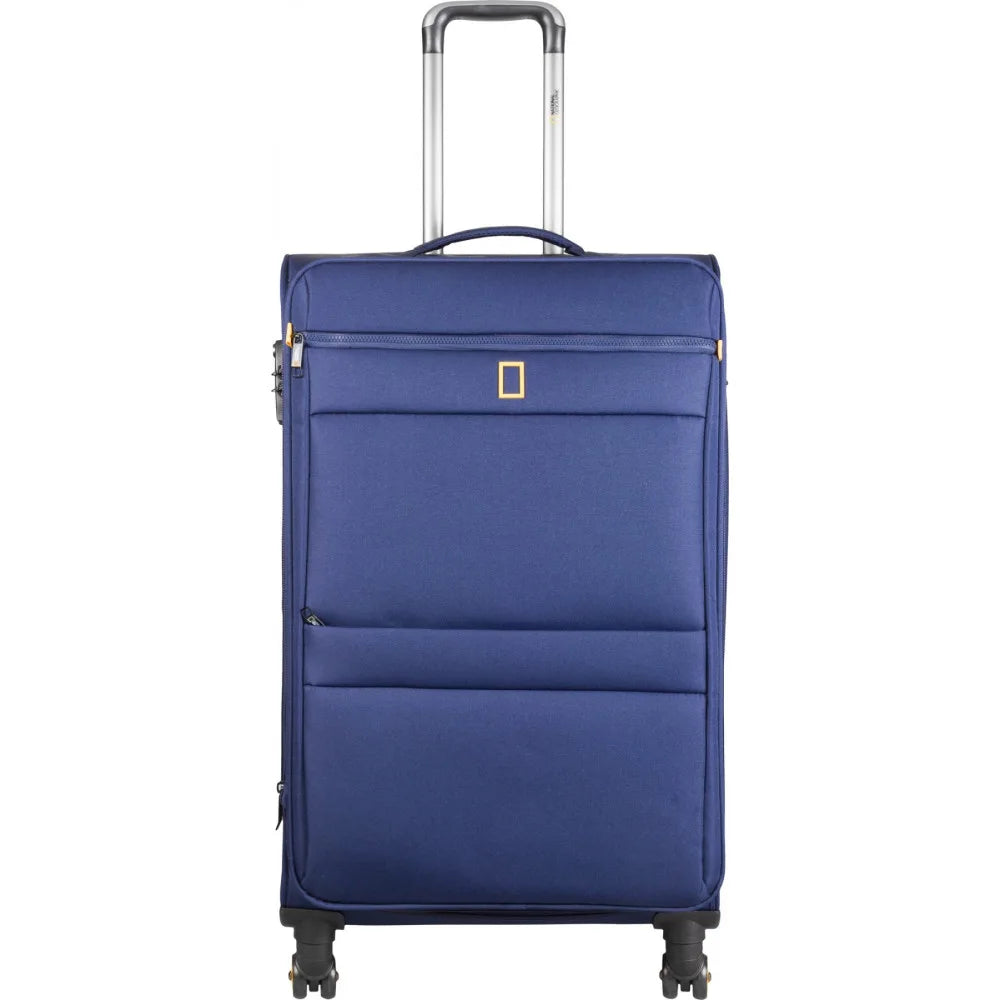 National Geographic Soft Suitcase Set 3-Piece / Travel Suitcase Set / Trolley Set - Passage - Bleu