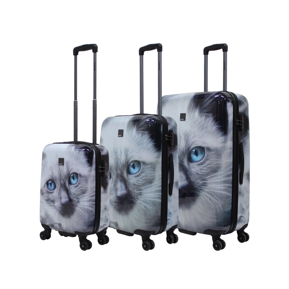 Saxoline White Cat bedrukt hard reiskofferset