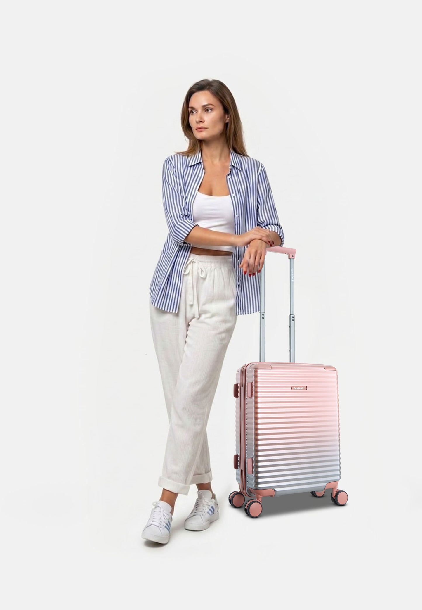 Saxoline Blue – Elite | Harde Kofferset / Trolleyset / Reiskofferset – Small/Medium/Large – Roze