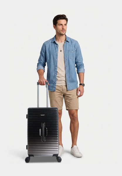 Saxoline Blue – Elite | Trunk Harde Koffer / Trolley / Reiskoffer – Medium – Zwart