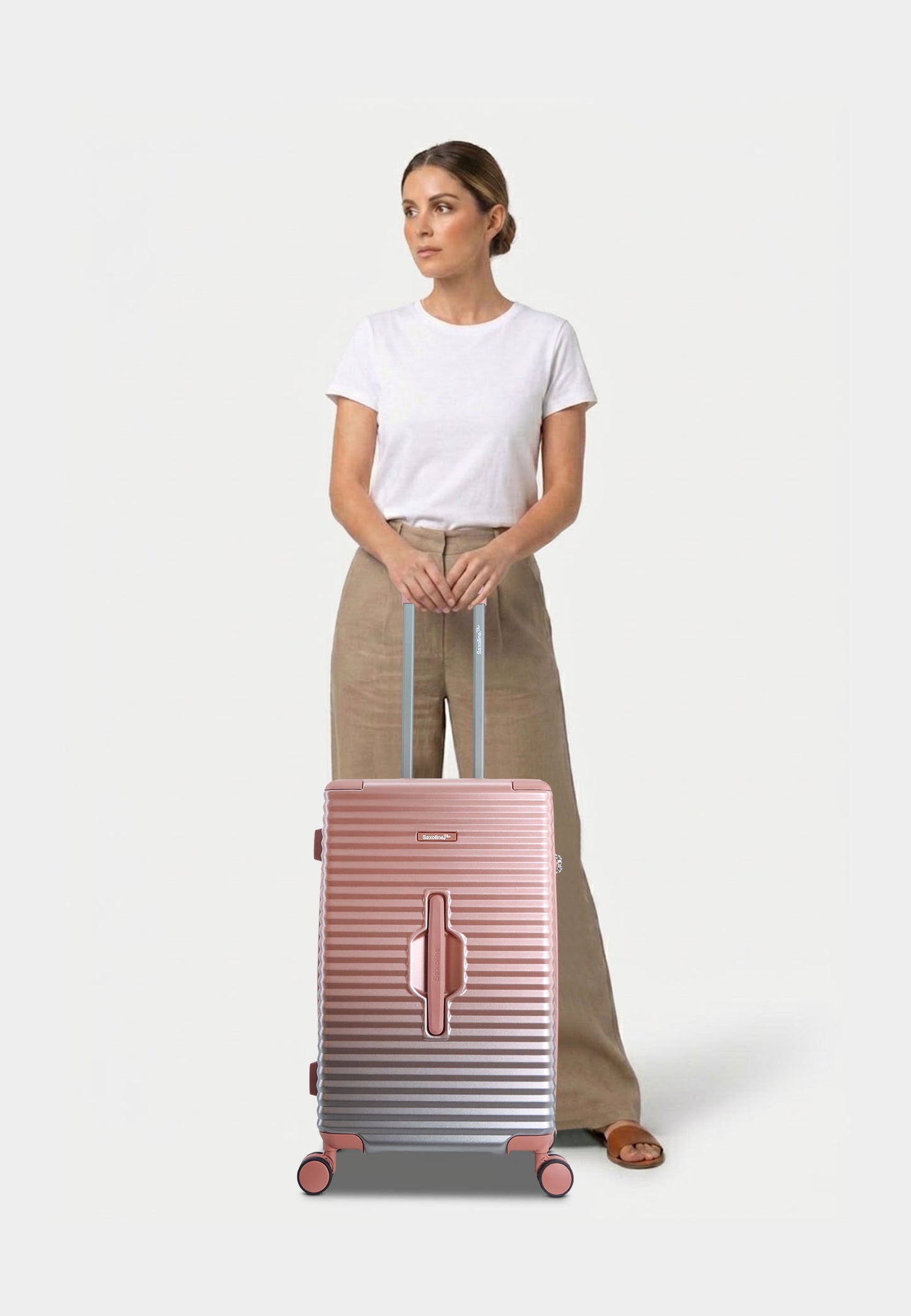 Saxoline Blue – Elite | Trunk Harde Koffer / Trolley / Reiskoffer – Medium – Roze