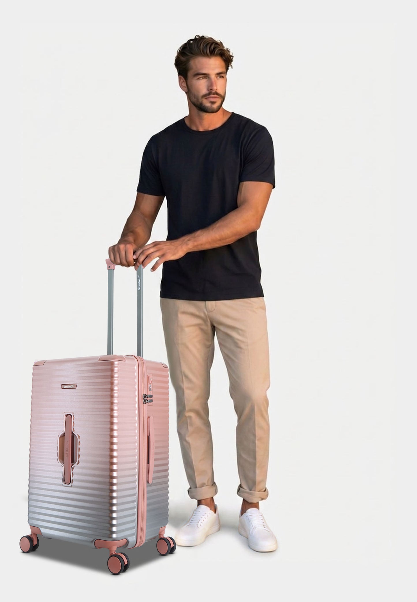 Saxoline Blue – Elite | Trunk Harde Koffer / Trolley / Reiskoffer – Medium – Roze