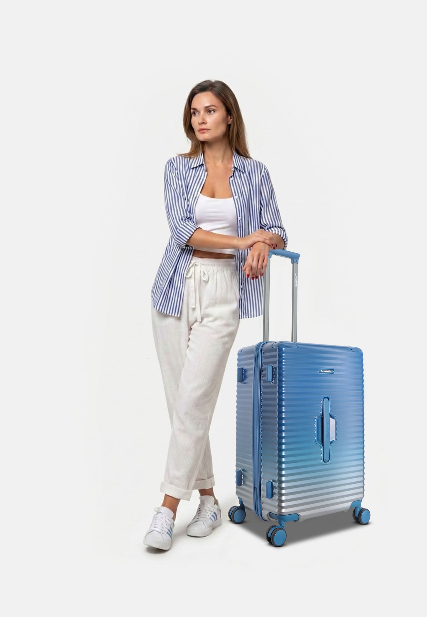 Saxoline Blue – Elite | Trunk Harde Koffer / Trolley / Reiskoffer – Medium – Blauw