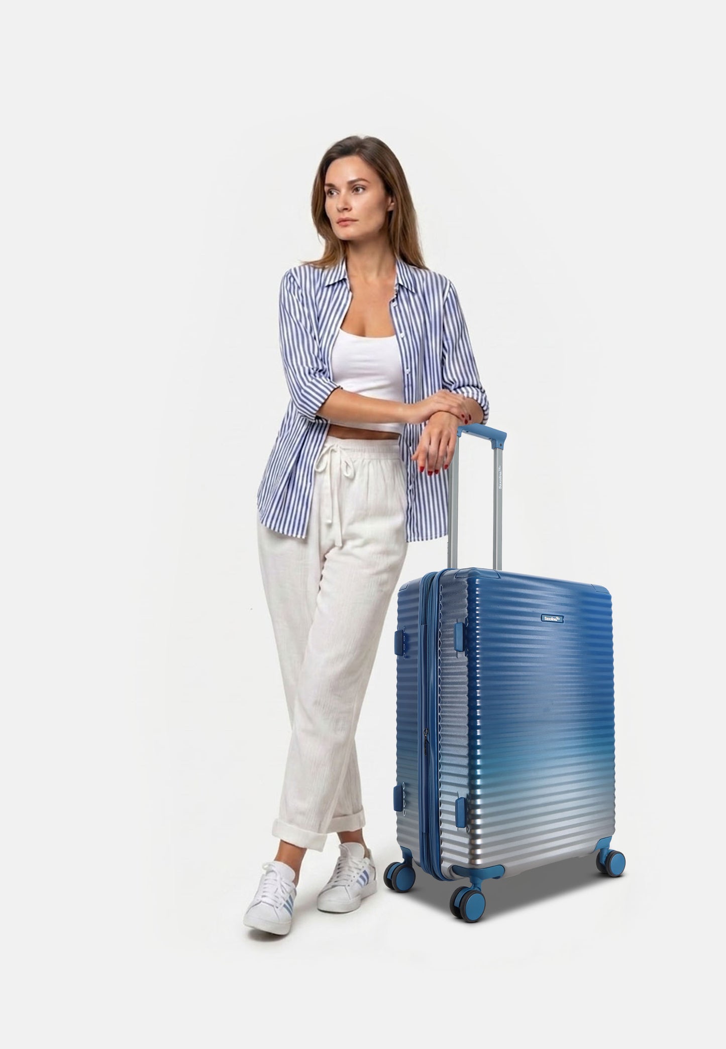 Saxoline Blue – Elite | Harde Koffer / Trolley / Reiskoffer – Medium – Blauw