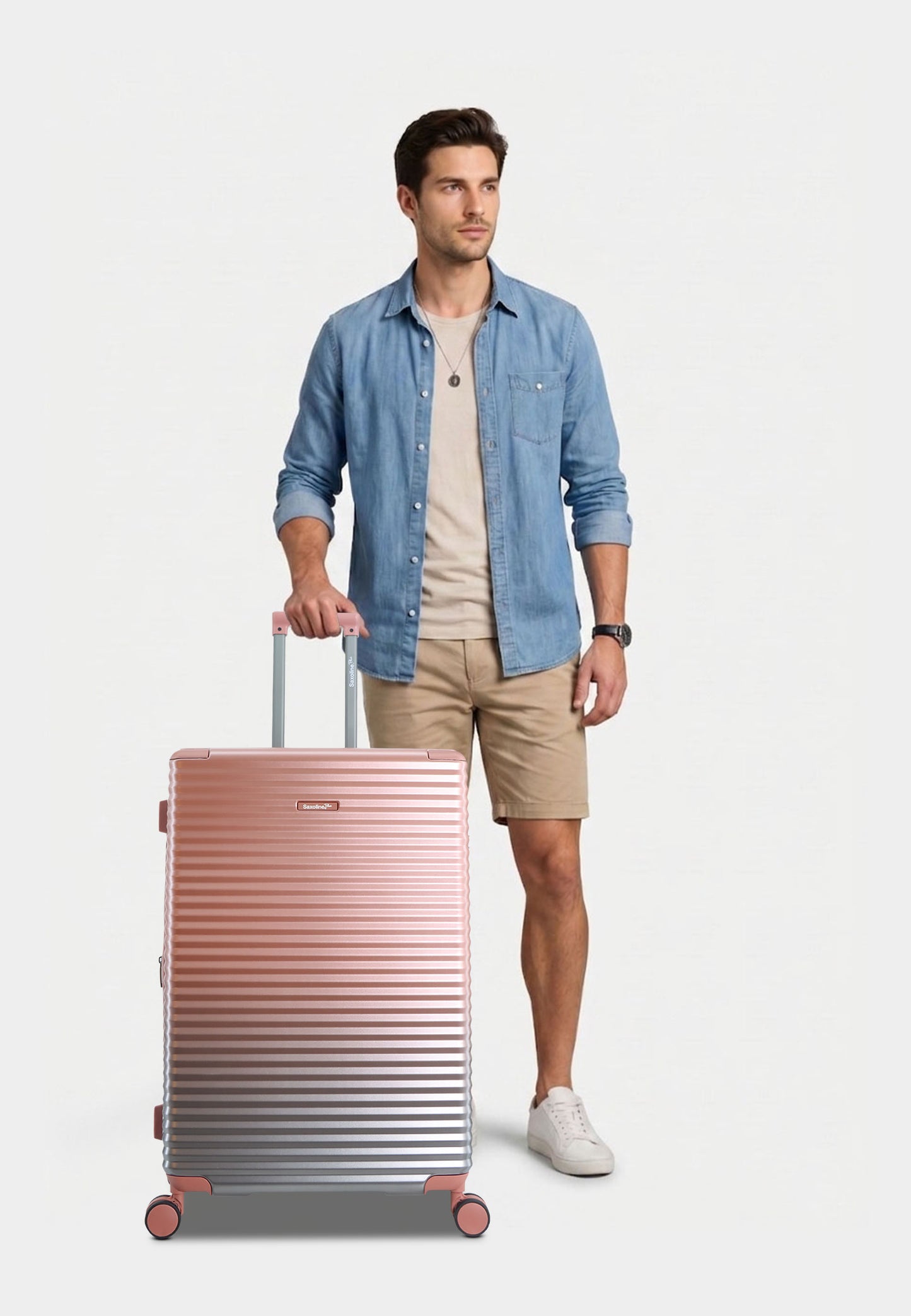 Saxoline Blue – Elite | Harde Kofferset / Trolleyset / Reiskofferset – Small/Medium/Large – Roze