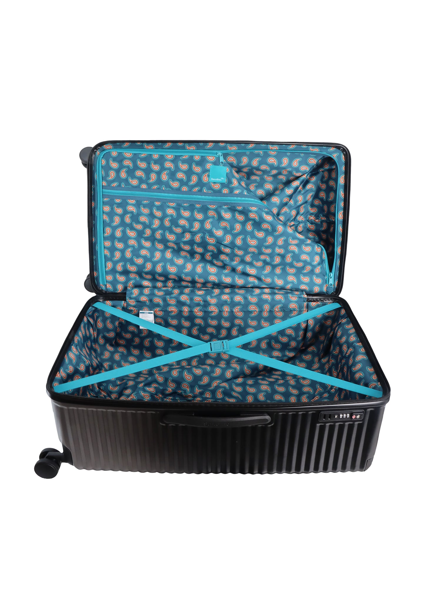 Bleu Saxoline - Élite | Valise rigide Trunk / Trolley / Valise de voyage - (Grande) Noir