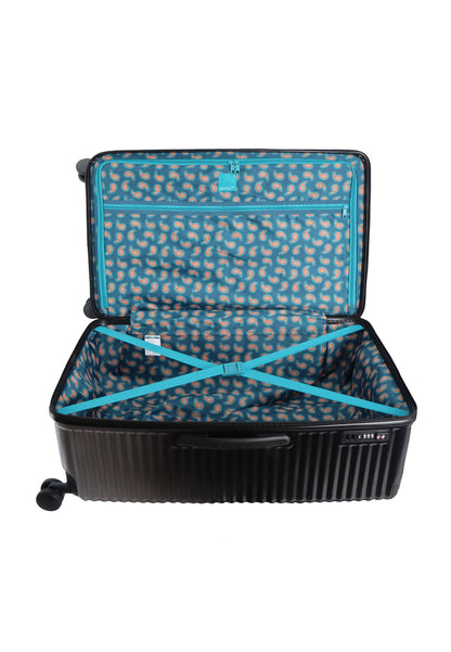 Bleu Saxoline - Élite | Valise rigide Trunk / Trolley / Valise de voyage - (Grande) Noir