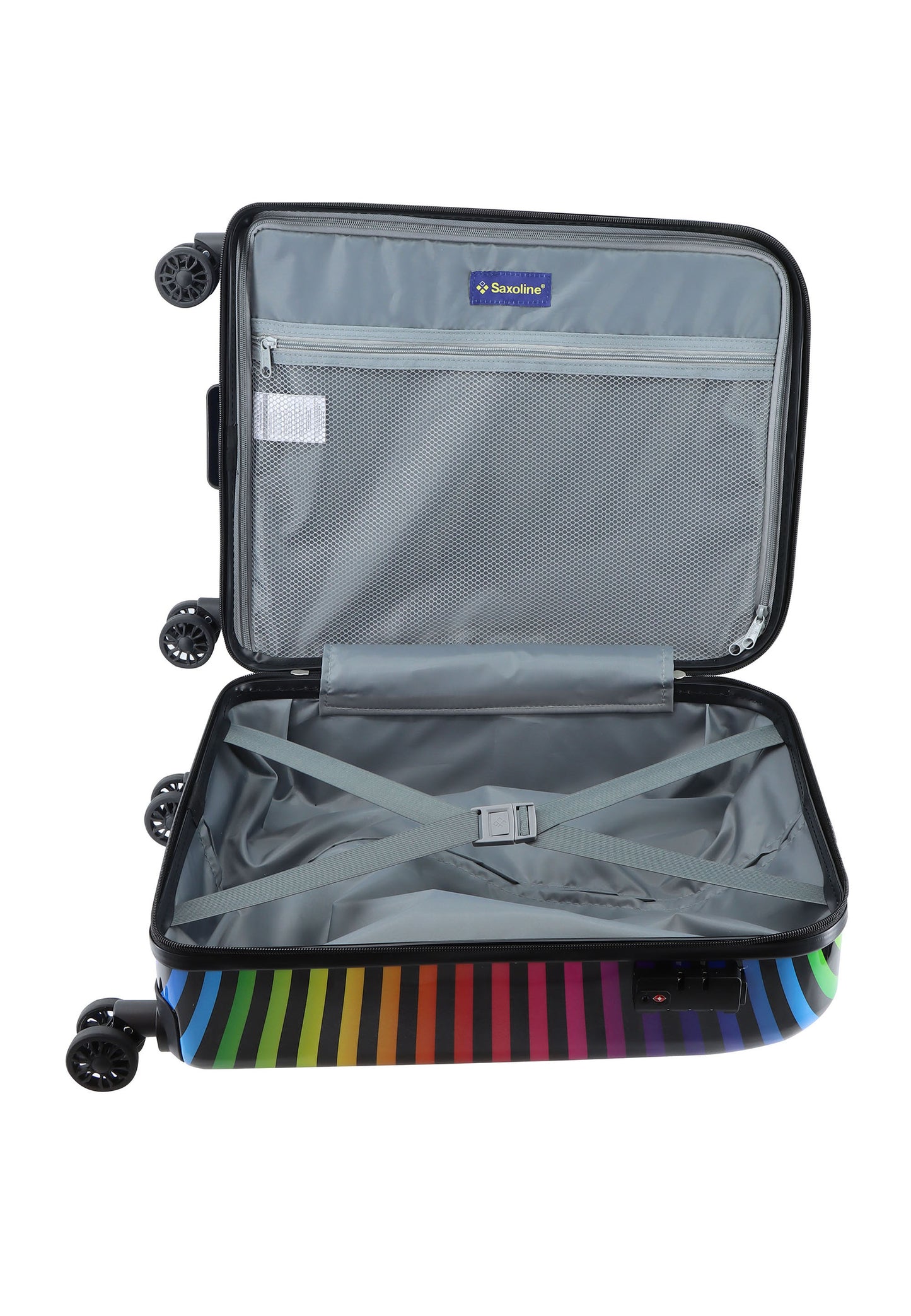 Saxoline Handbagage Harde Koffer / Trolley / Reiskoffer - 55cm (Small) Color Strip Print