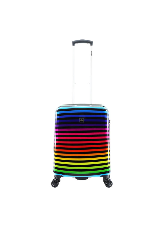 Saxoline Handbagage Harde Koffer / Trolley / Reiskoffer - 55cm (Small) Color Strip Print