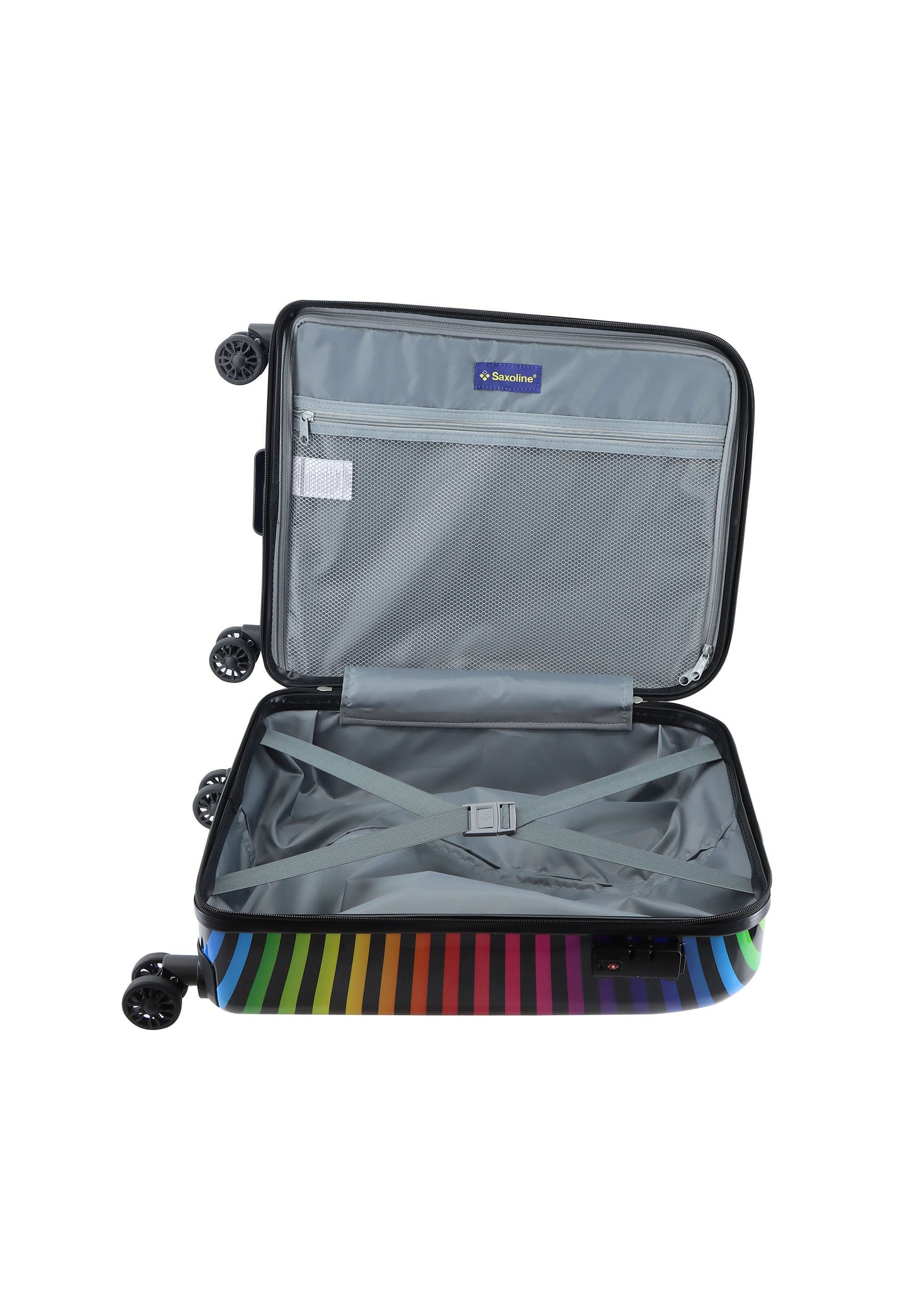 Saxoline Handbagage Harde Koffer / Trolley / Reiskoffer - 55cm (Small) Color Strip Print