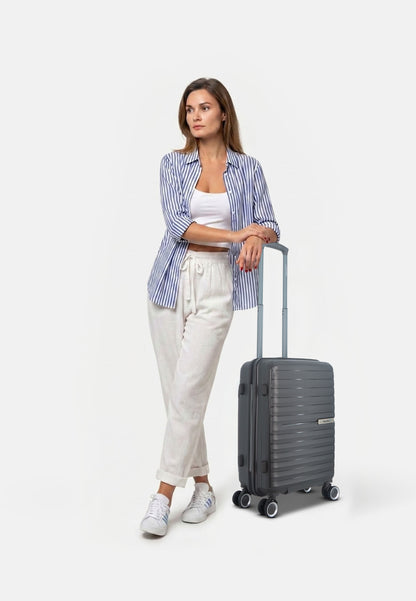 Valise de voyage Saxoline en polypropylène bleu (S/M/L) - Anthracite