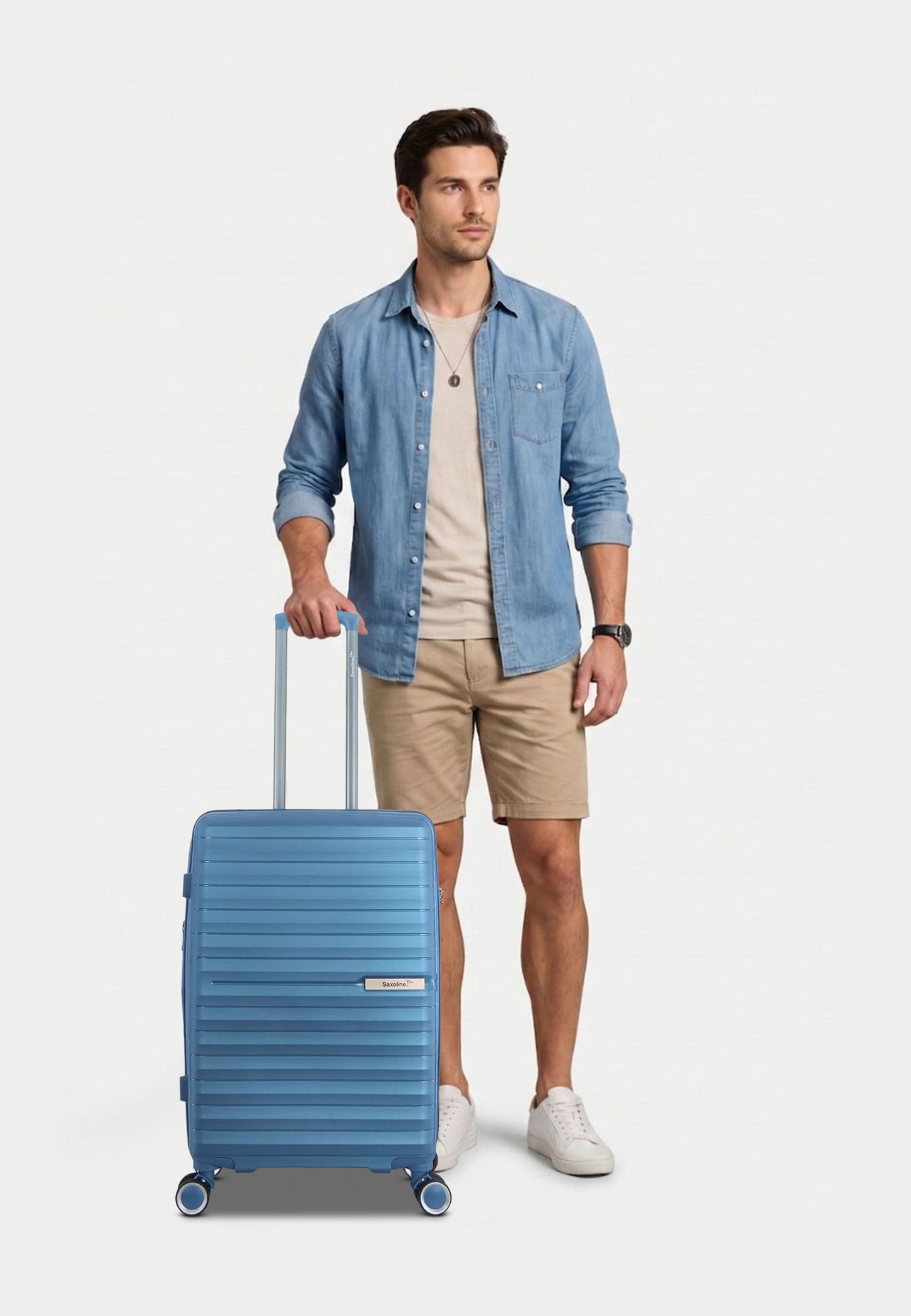 Saxoline Blue – Resort | 3-Delige Harde Koffer / Trolley Set – S/M/L – Blauw
