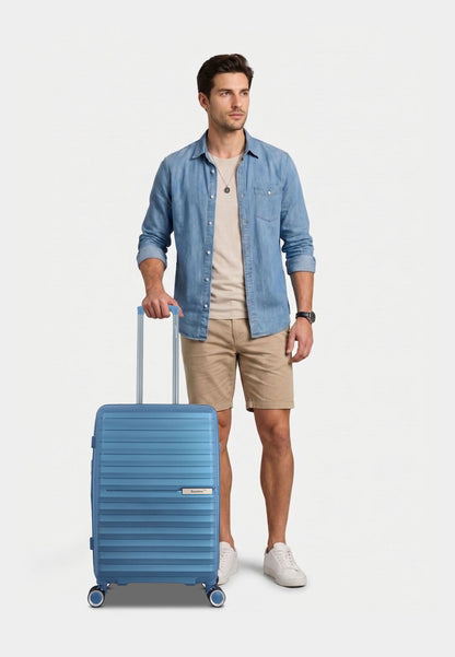Saxoline Blue – Resort | 3-Delige Harde Koffer / Trolley Set – S/M/L – Blauw