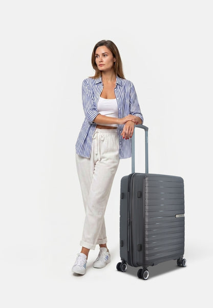 Valise de voyage Saxoline en polypropylène bleu (S/M/L) - Anthracite