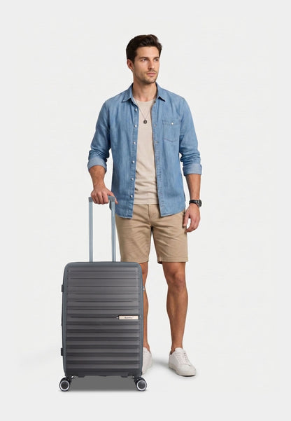 Valise de voyage Saxoline en polypropylène bleu (S/M/L) - Anthracite
