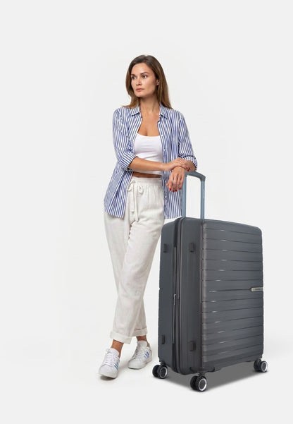 Valise de voyage Saxoline en polypropylène bleu (S/M/L) - Anthracite