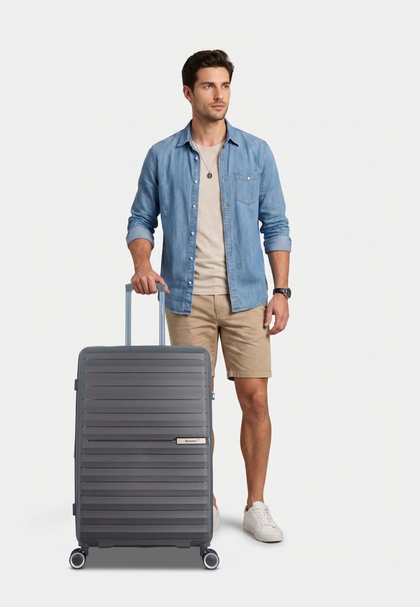 Valise de voyage Saxoline en polypropylène bleu (S/M/L) - Anthracite