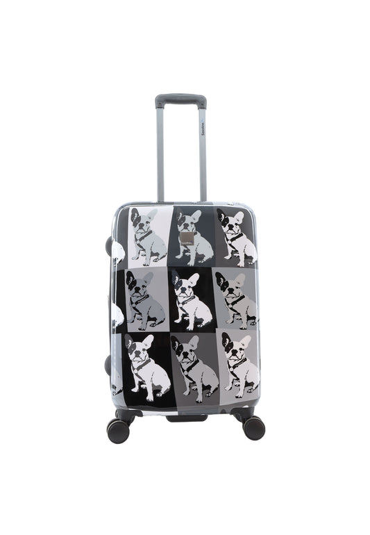 Saxoline Blue Harde Koffer / Trolley / Reiskoffer - 67cm (Medium) - Bulldog Monochrome Print