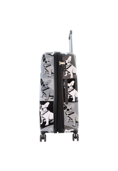 Valise rigide / trolley / valise de voyage Saxoline bleu - 77 cm (grande) - imprimé monochrome Bulldog