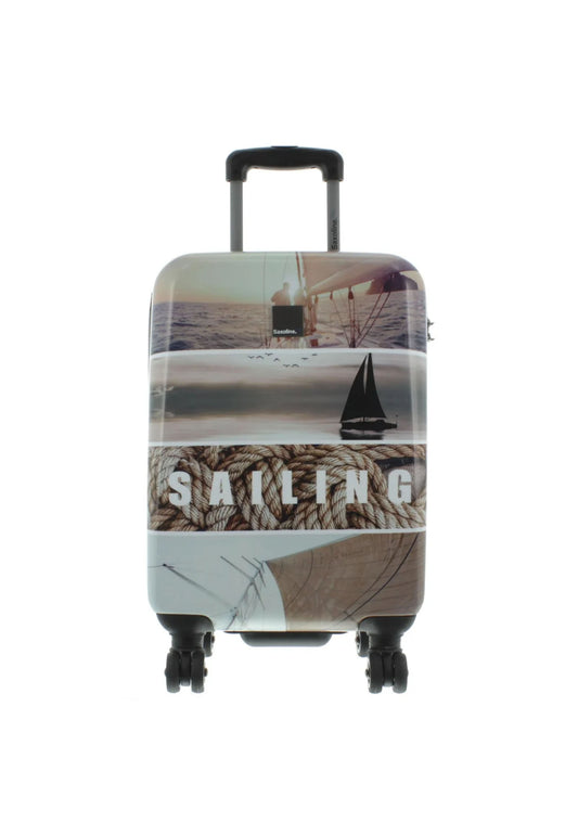 Bagage à main rigide Saxoline Bleu, Valise avec imprimé, Valise de voyage - 55cm (S) – Sailing Print