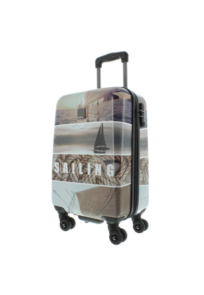 Saxoline Blue harde handbagage, Koffer met print, Reiskoffer - 55cm (S) – Sailing Print