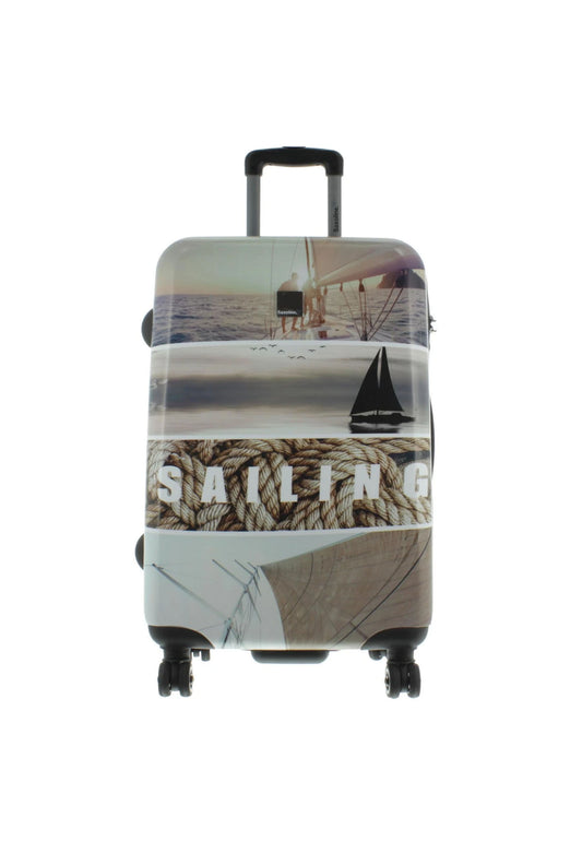 Saxoline Blue Hard Case / Trolley / Travel Case - 67 cm (Moyen) - Imprimé Sailing