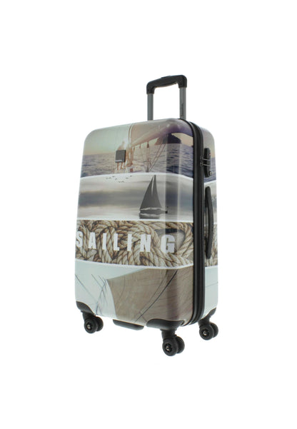 Saxoline Blue Harde Koffer / Trolley / Reiskoffer - 67 cm (Medium) - Sailing Print