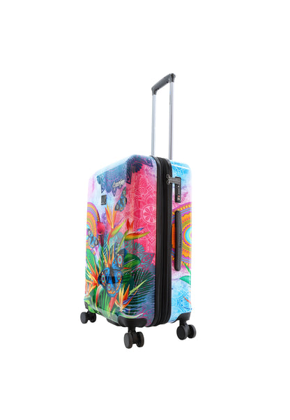 Valise rigide / trolley / valise de voyage Saxoline bleu - 67 cm (moyen) - imprimé papillon nature