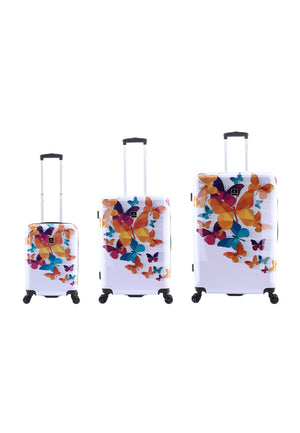 Saxoline Butterfly Fun Printed Harde Kofferset 3-Delig / Reiskofferset / Trolleyset - S/M/L
