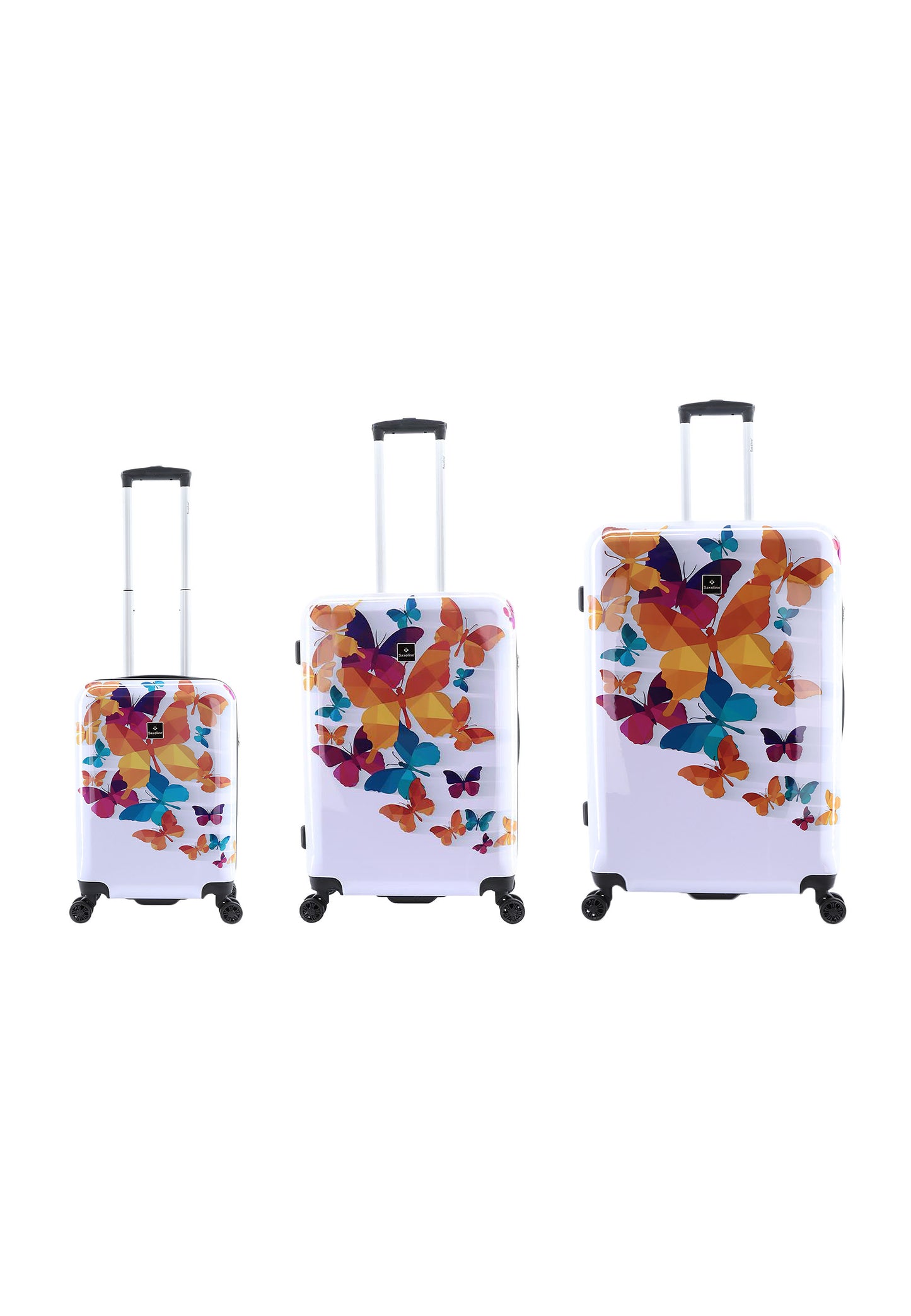 Saxoline Harde Kofferset 3-Delig / Reiskofferset / Trolleyset - Butterfly Fun Print