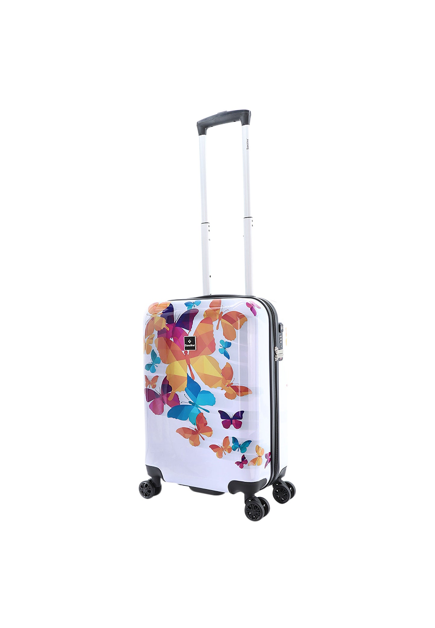 Saxoline Handbagage Harde Koffer / Trolley / Reiskoffer - 55cm (Small) - Butterfly Fun Print