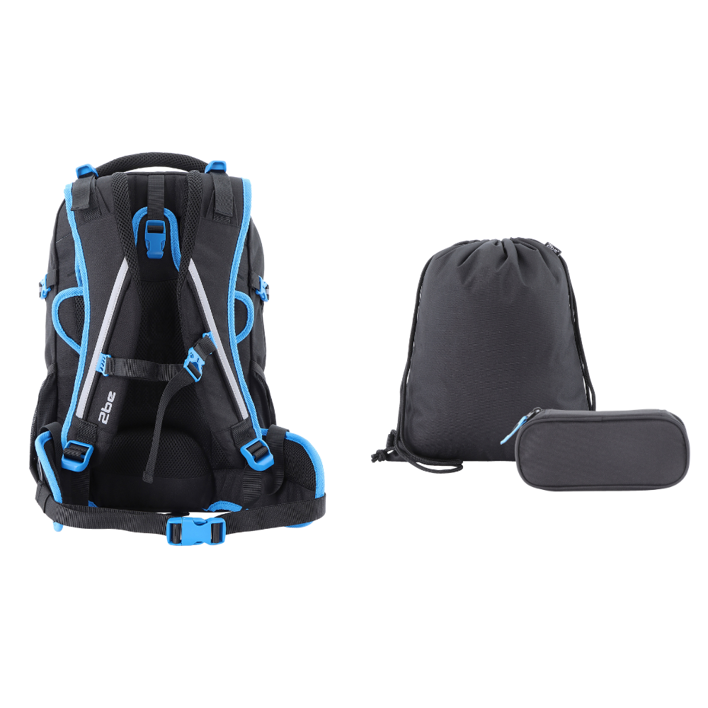 2be Laptop Backpack / Backpack Combi / School Bag - 15 pouces - Avec sac de sport et pochette pour stylos - Noir