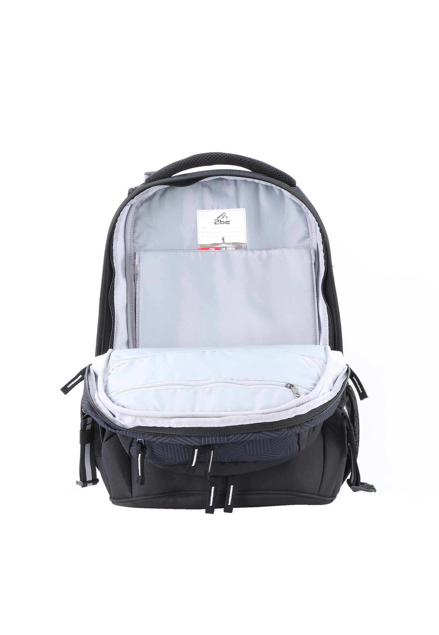 Sac à dos scolaire 2be avec compartiment pour ordinateur portable 15 pouces | sac de sport | étui à crayons | Noir/Gris