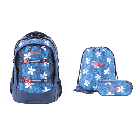2be Laptop Backpack / Backpack Combi / School Bag - 15 pouces - Avec sac de sport et pochette pour stylos - Bleu