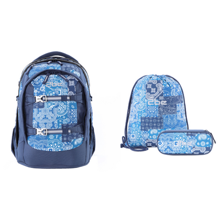 2be Sac à dos pour ordinateur portable / Sac à dos Combi / Sac d'école - 15 pouces - Avec sac de sport et pochette pour stylos - Bleu royal