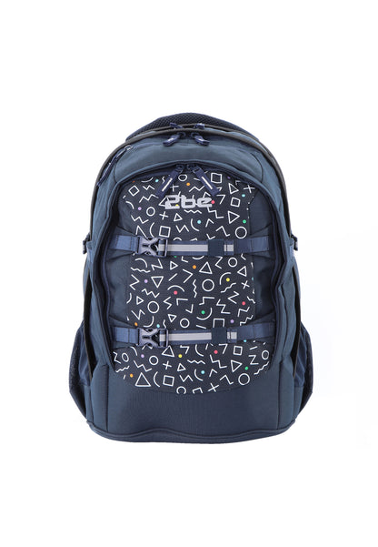 2be Sac à dos scolaire avec compartiment pour ordinateur portable de 15 pouces, sac de sport et trousse - Bleu marine