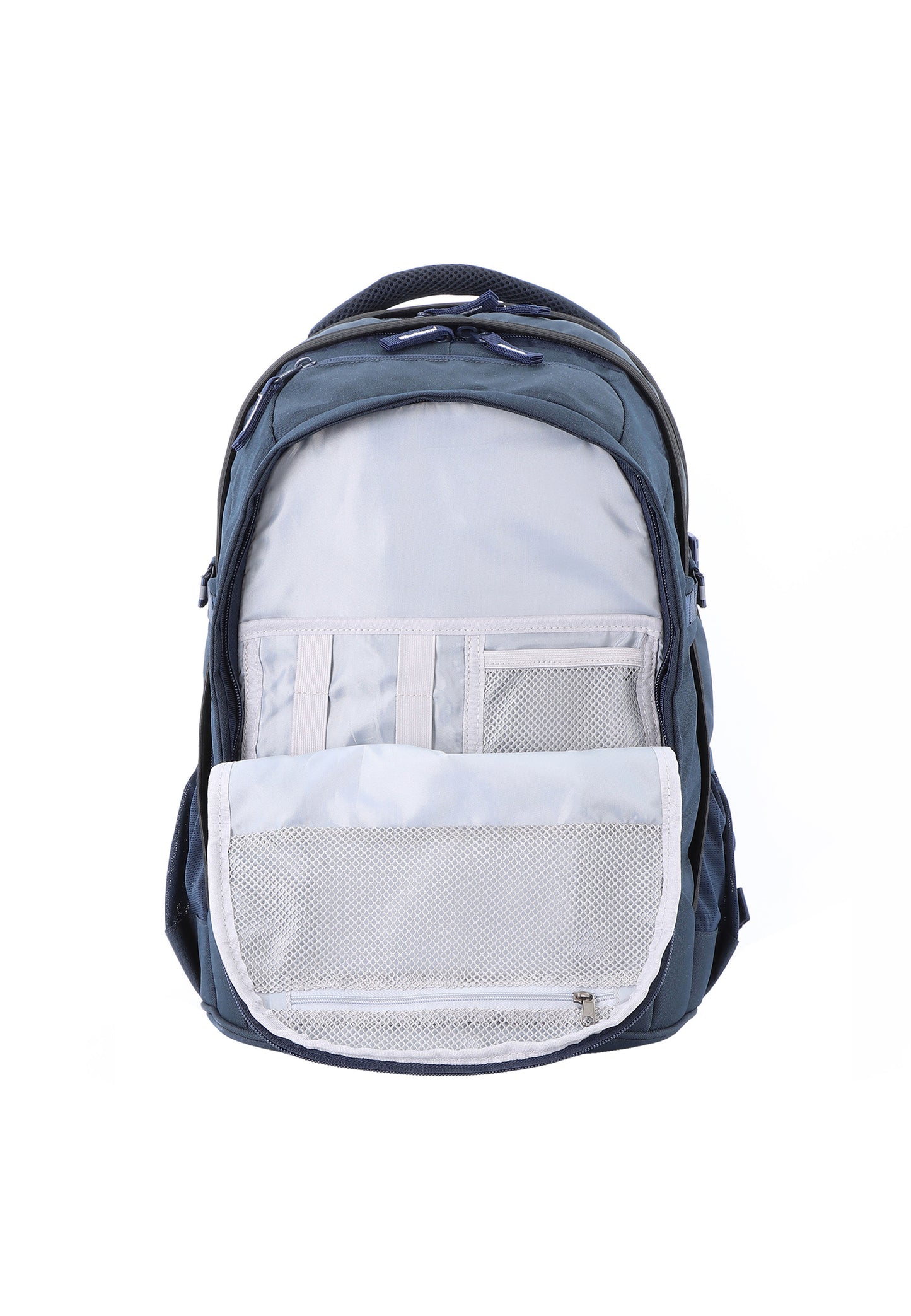 2be Sac à dos scolaire avec compartiment pour ordinateur portable de 15 pouces, sac de sport et trousse - Bleu marine