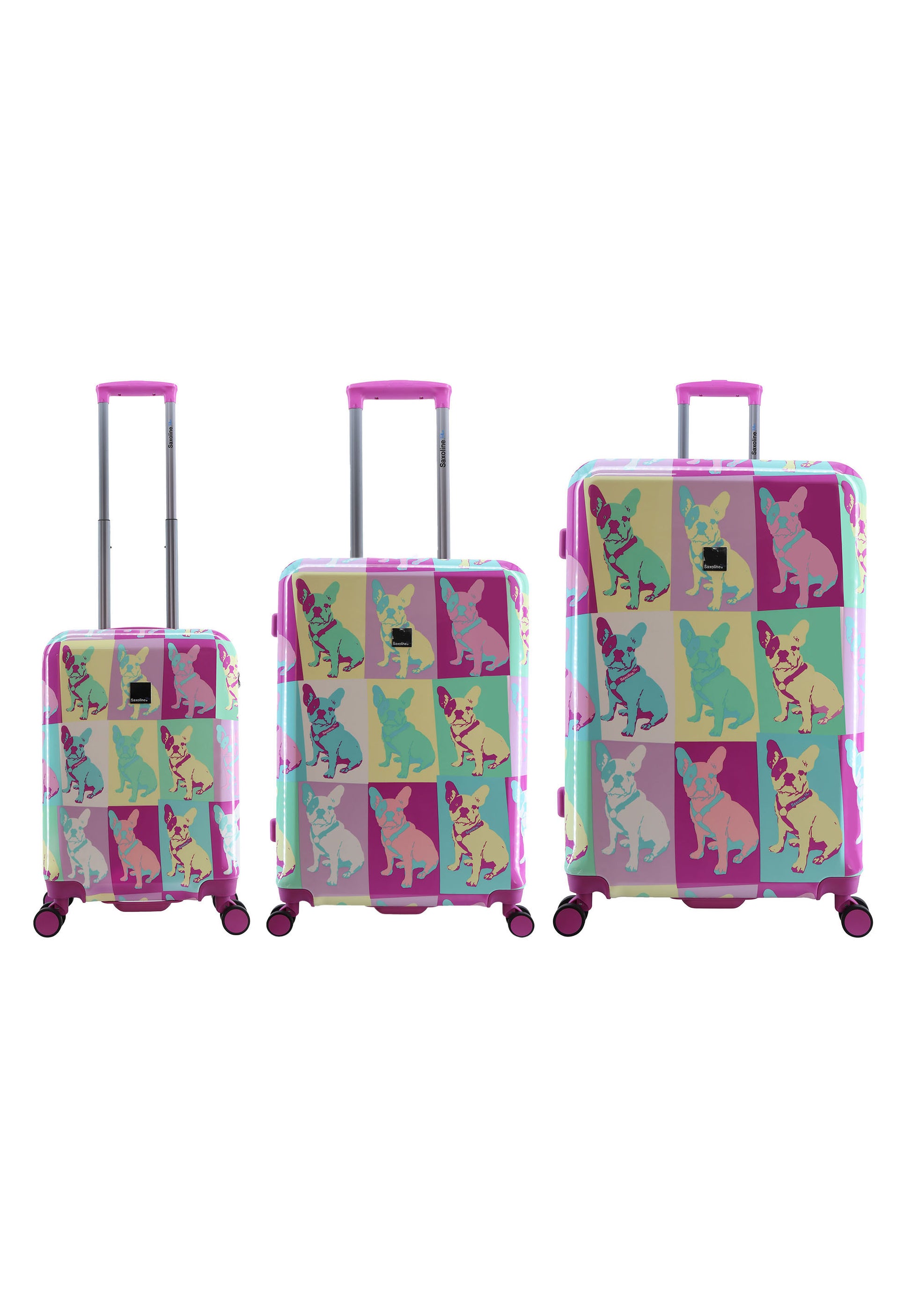 Saxoline Blue Harde Kofferset / Trolleyset / Reiskofferset - S/M/L - Bulldog Emotion Print